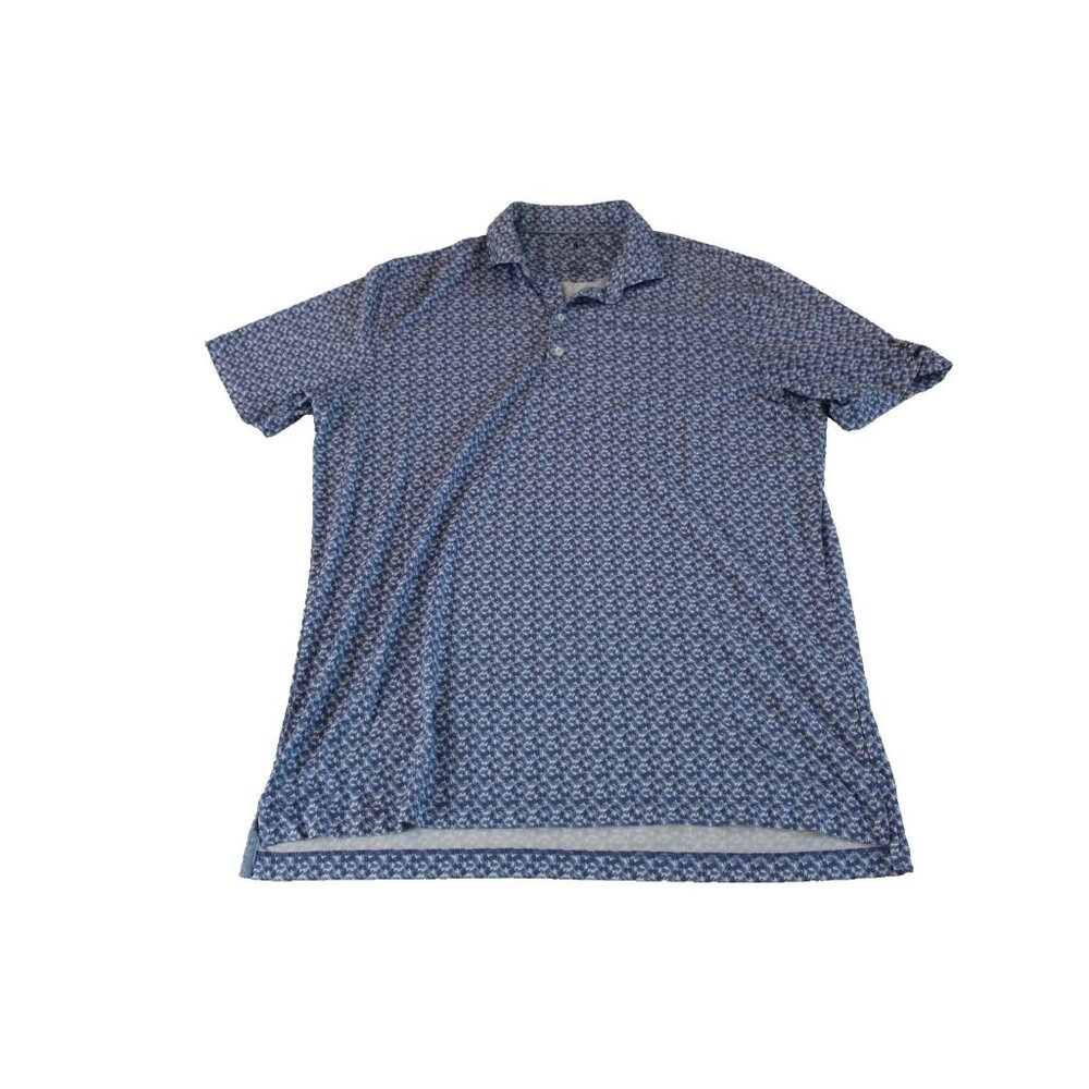 johnnie-O Mens L Blue Floral Top Shelf Performance Polo Shirt Thursday Team